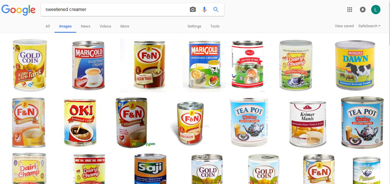 cuba google sweetened creamer atau krimer manis semuanya produk malaysia