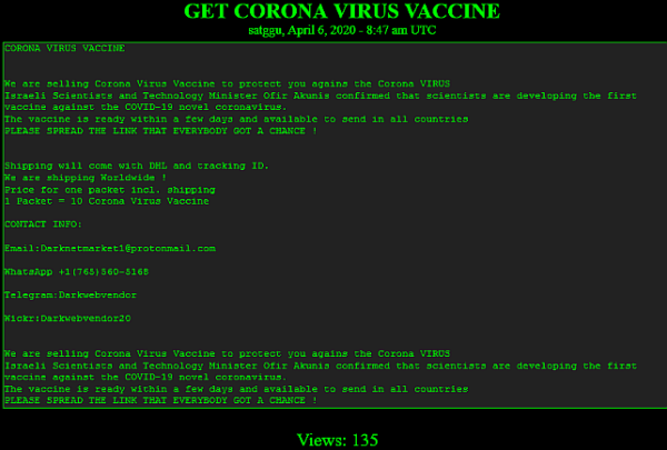 iklan darkweb vaksin covid