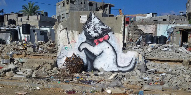 karya lukisan banksy di gaza