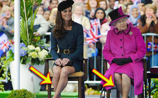 kate middleton dan queen elizabeth duduk silang kaki