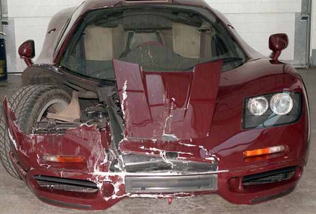 rowan atkinson s mclaren f1 supercar after a crash in 1999 pic rex features 64971328