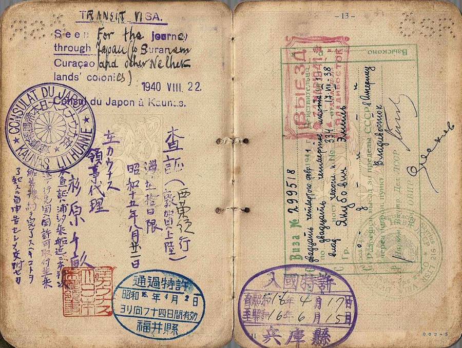 salah satu visa yang dikeluarkan oleh chiune sugihara