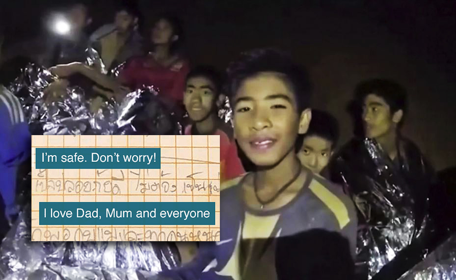surat kanak kanak terperangkap dalam gua di thailand buat keluarga 989