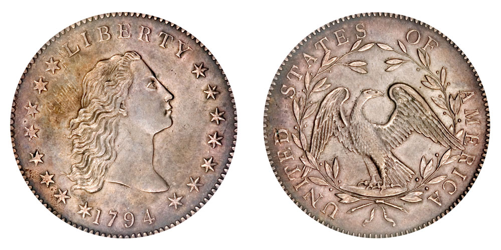 the flowing hair silver copper dollar 1794