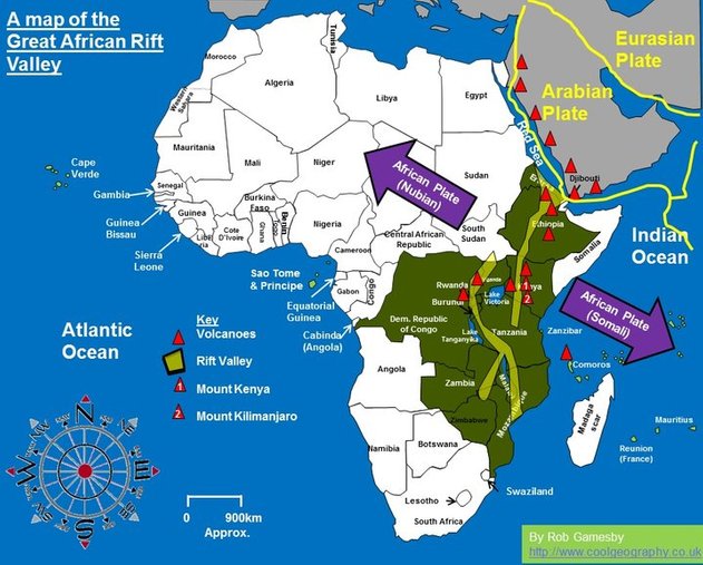 zon rekahan afrika timur perpecahan permukaan bumi