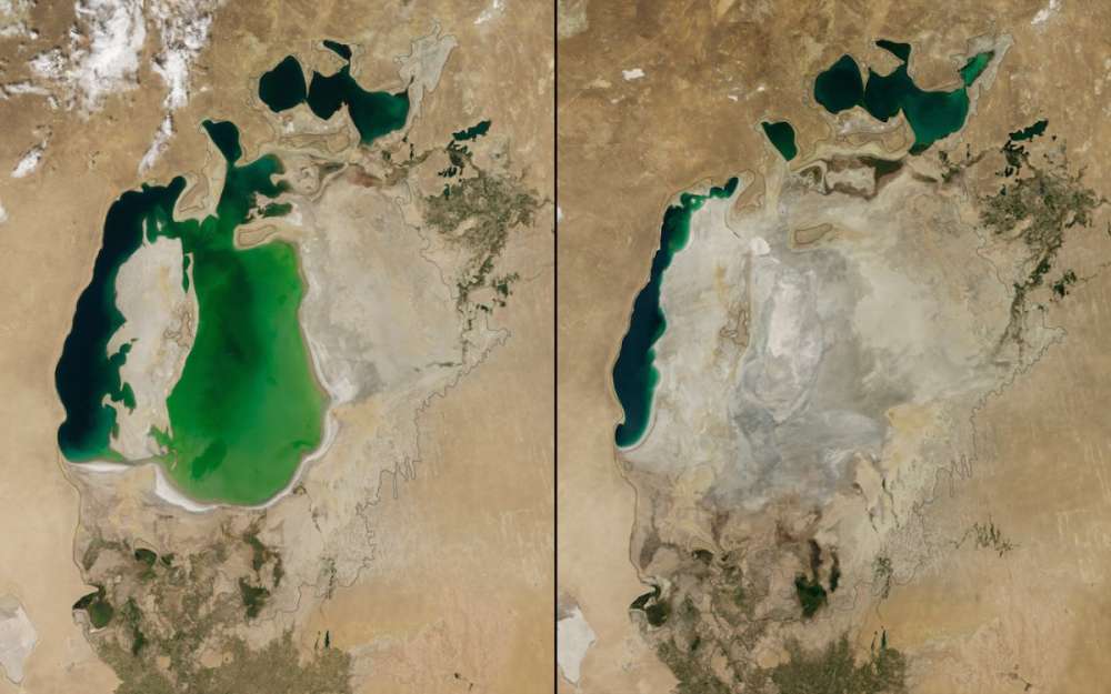 gambar bumi sebelum selepas 70 tahun perjanjian paris perubahan iklim pemanasan global laut aral