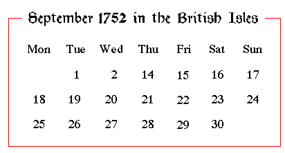 gregorian julian calendar 1752