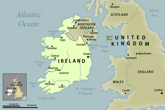 ireland dan ireland utara peta