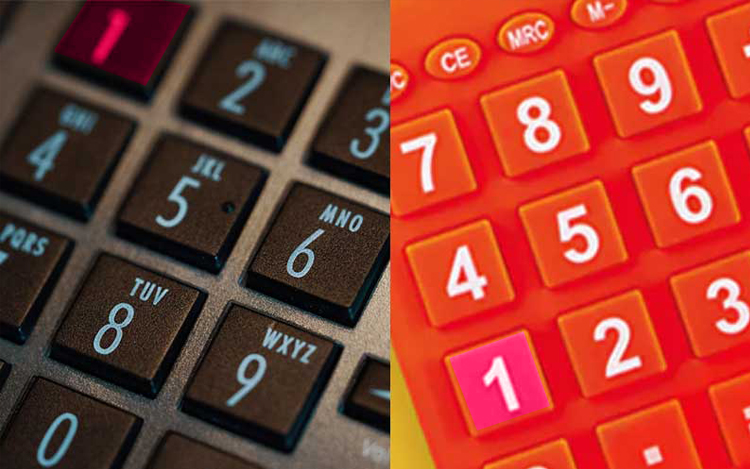 kalkulator telefon papan kekunci berbeza 887