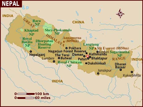 map of nepal