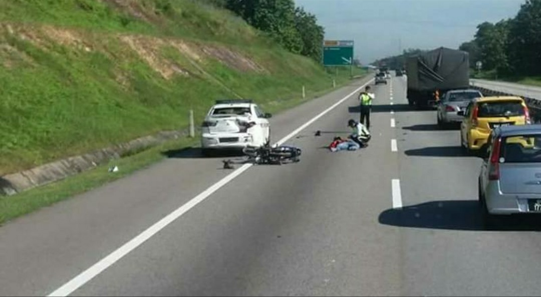 motorsikal kemalangan di laluan kecemasan