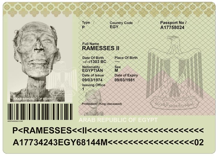pasport mumia ramesses kedua firaun