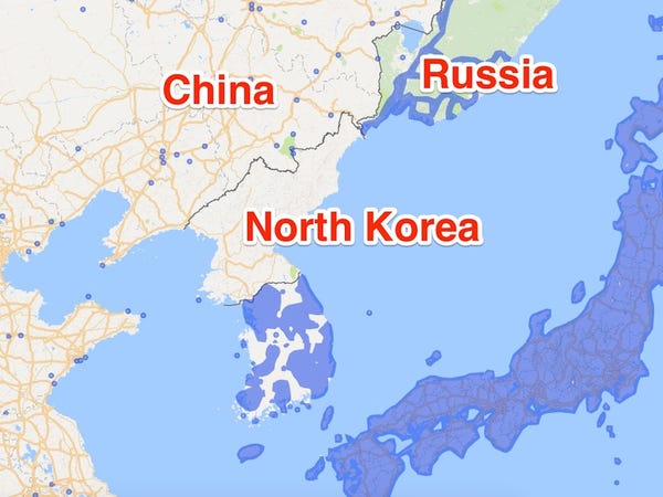 peta korea utara dan china bersempadan