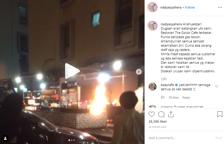 restoran suami pelakon nadya syahera fizul nawi terbakar ini pendedahan lanjut 2