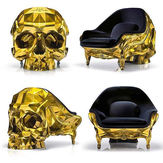 the gold skull armchair